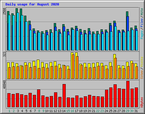 Daily usage for August 2020