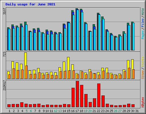 Daily usage for June 2021