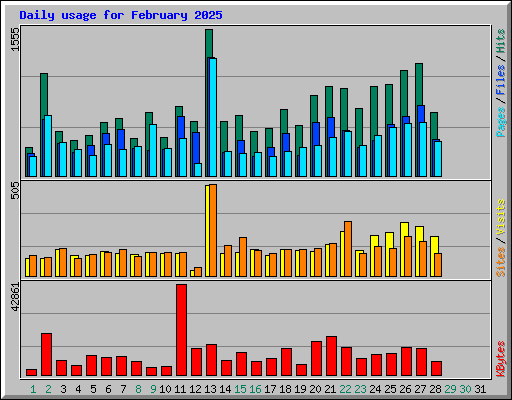 Daily usage for February 2025