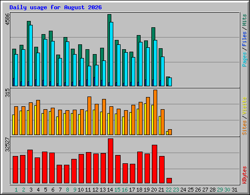 Daily usage for August 2026